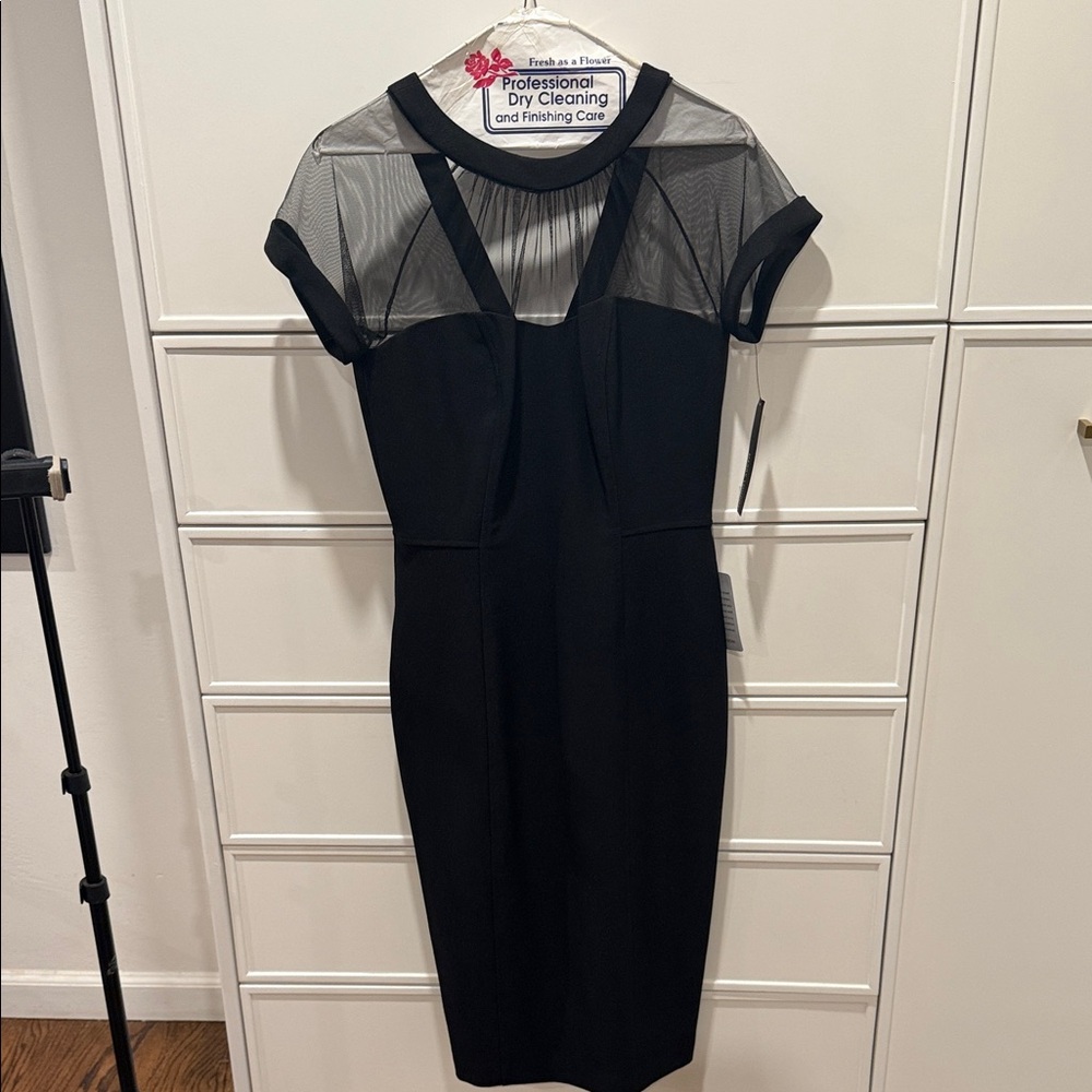 Maggy London Black Mesh cocktail Dress